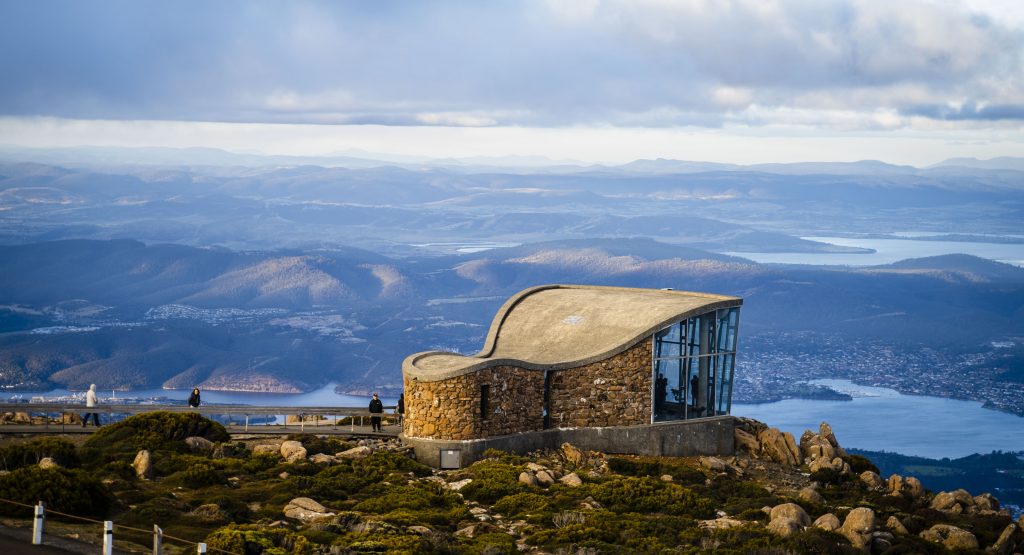 Image of a observation building on teh summit of a mountain